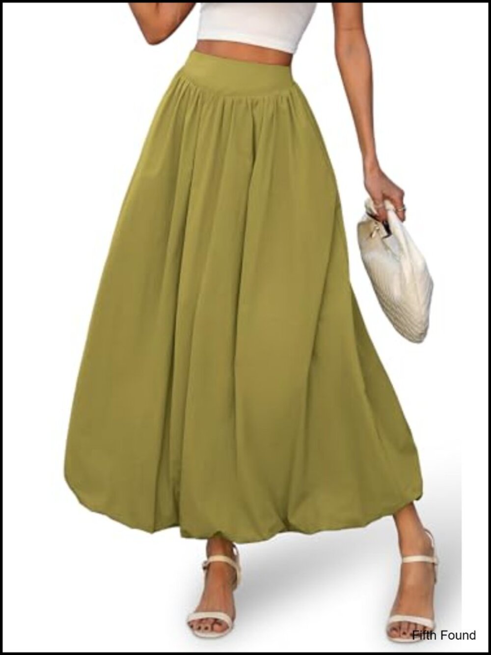 Women's Y2K Bubble Maxi Skirt A-Line Pleated Elastic Waist Pockets